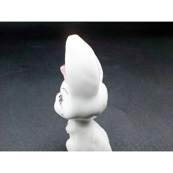 Ceramic Bunny Figurine With Pink Flower Accent Vintage 2 In Glossy Hand Painted - Picture 9 of 16